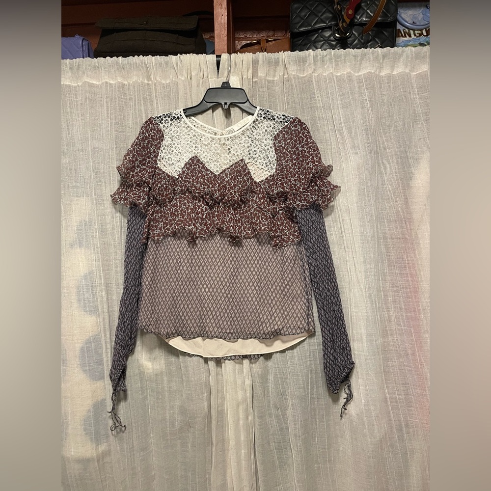 Chloe Boho floral ruffle shirt
